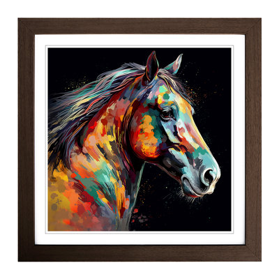 Horse Digital - Single Picture Frame Print on Wood
