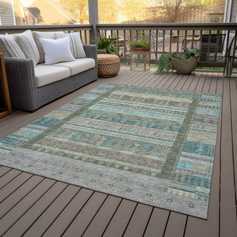Machine Washable Indoor/Outdoor Meredith ACN2160 Striped Rug, Rectangle 2'6" x 3'10"