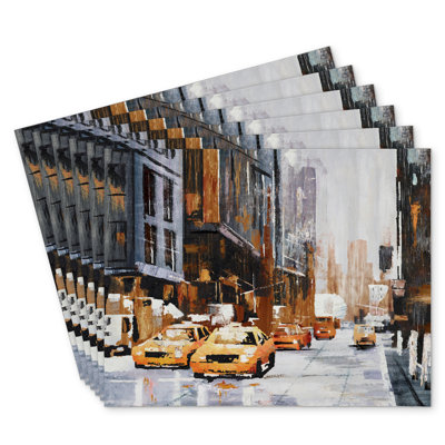 Polyester Eiver Set of 6 - Big City Street Design