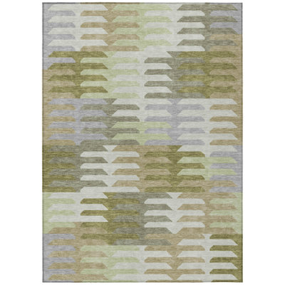 Machine Washable Indoor/Outdoor Aten ACN2328 Geometric Rug