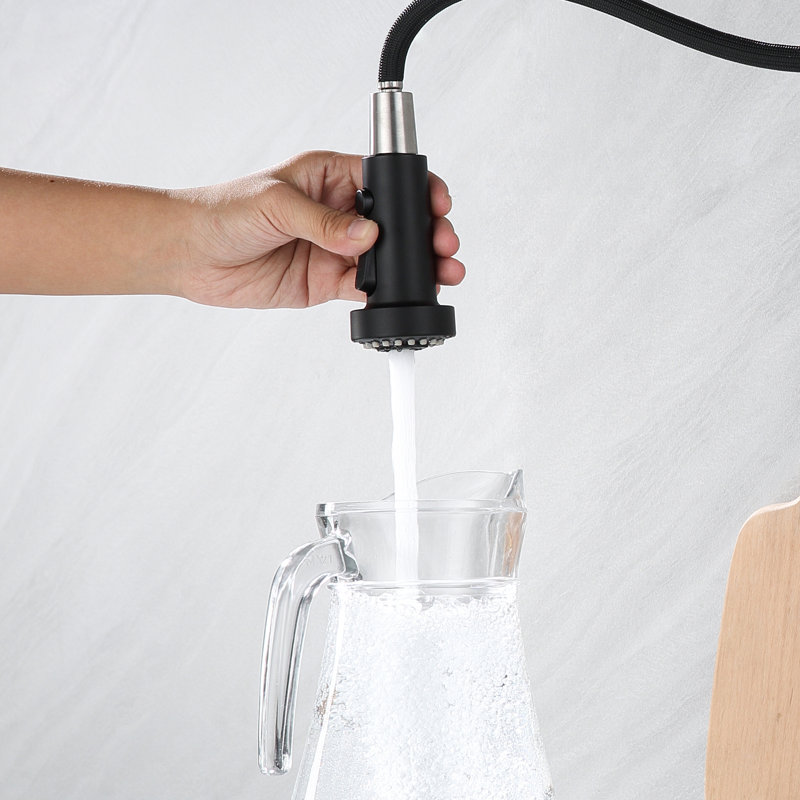Pièces de rechange pour douchette extractible pour robinet de cuisine 3 modes avec 11 adaptateurs, Noir mat