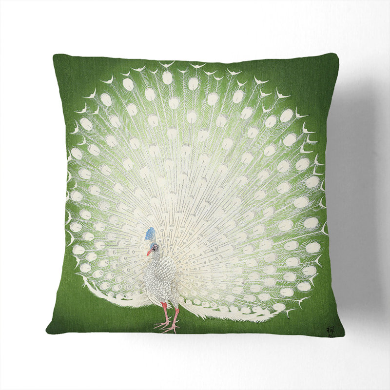 Peacock by Ohara Koson Cushion with Filling, 40cm H x 40cm W x 15cm D