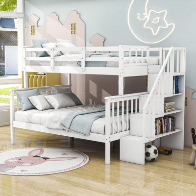 Lit superposé simple en bois avec tablettes Crissa Kids
