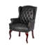 Fauteuil d'invité Saili, design traditionnel à oreilles, vinyle capitonné noir-117561240