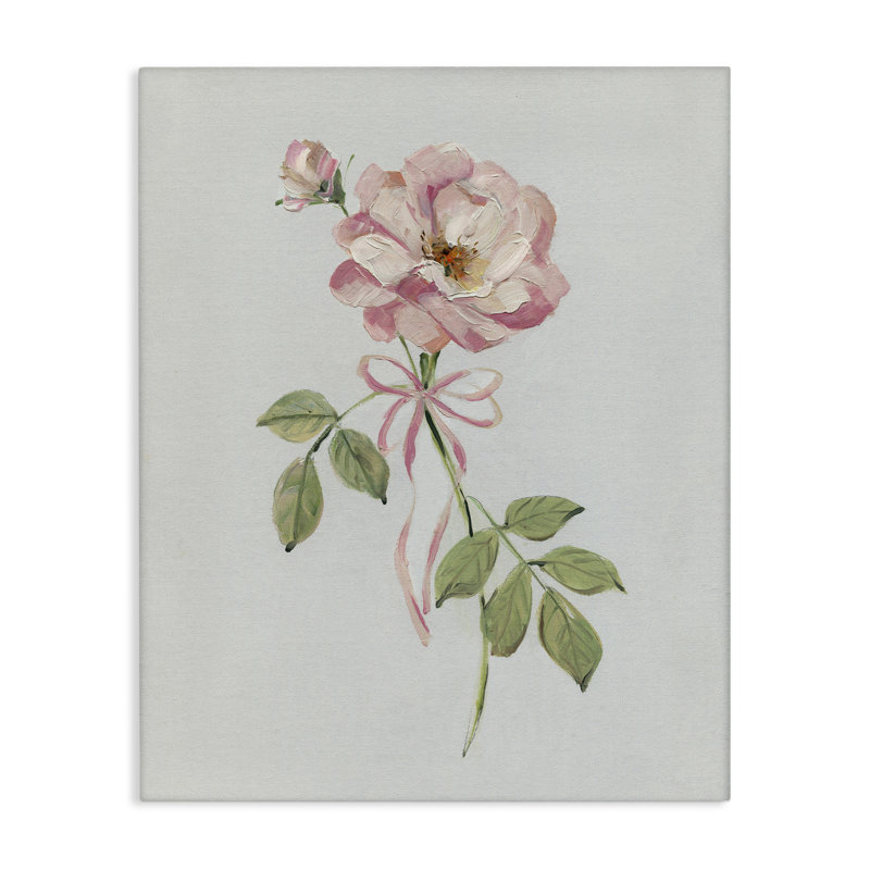 «Zinnia rose avec ruban», art mural par Sally Swatland, H 30 po x l 24 po