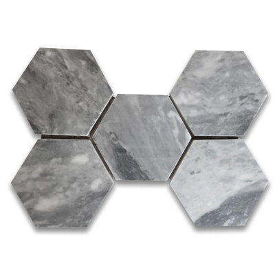 Bardiglio Grey Marble 6 Inch Hexagon Tile