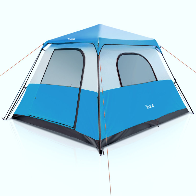 Tente de camping pour 6 personnes, Bleu / blanc