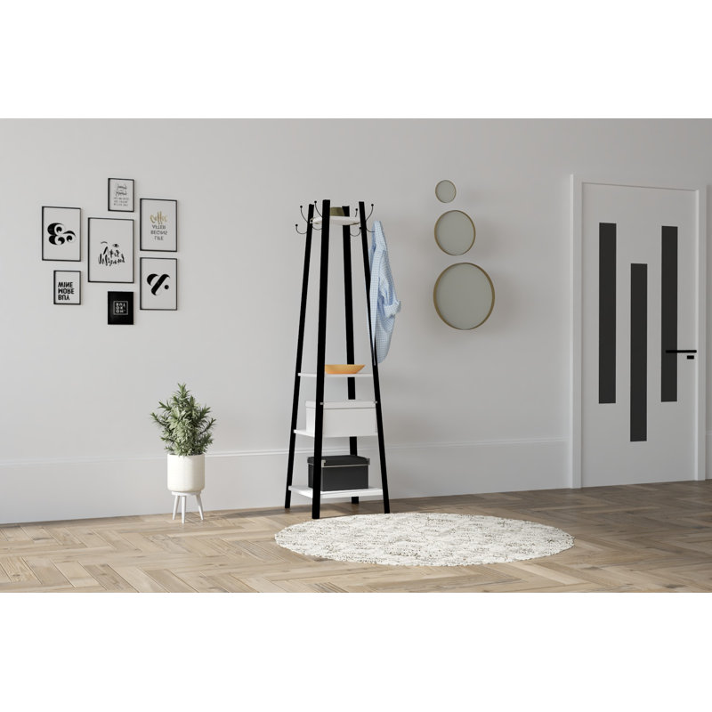 Porte-manteaux avec rangement, Blanc