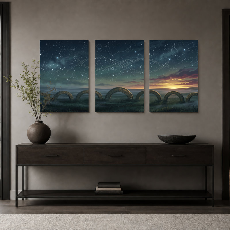 Ensemble de 3 toiles décoratives « Ciel étoilé » pour salon, chambre et décoration intérieure, 2030