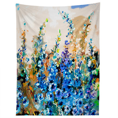 Tapisserie delphiniums jardin bleu art