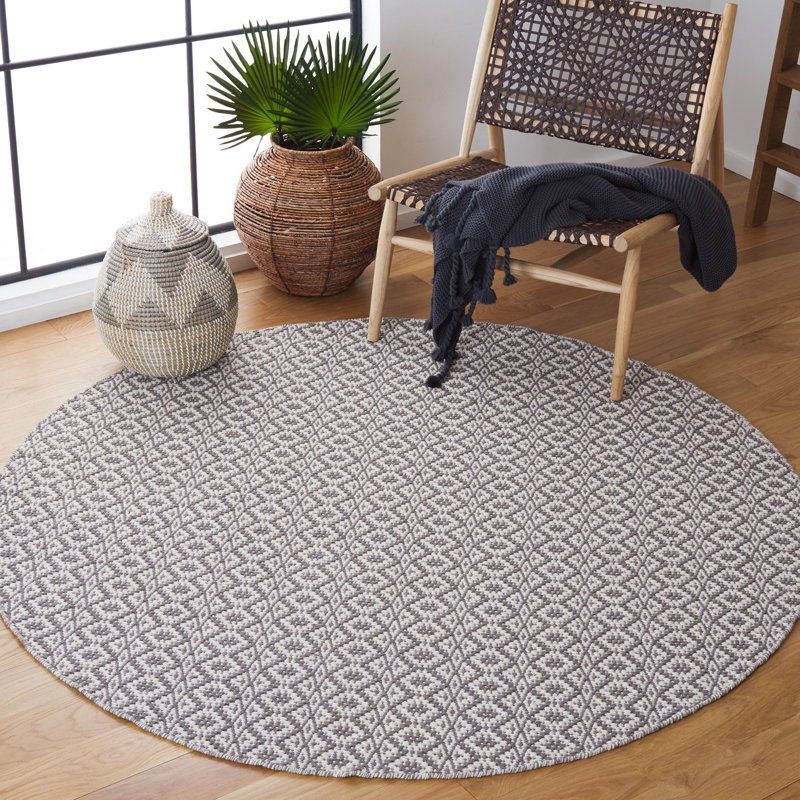 Aliete Hand Woven Cotton Ikat Rug, Round 6'