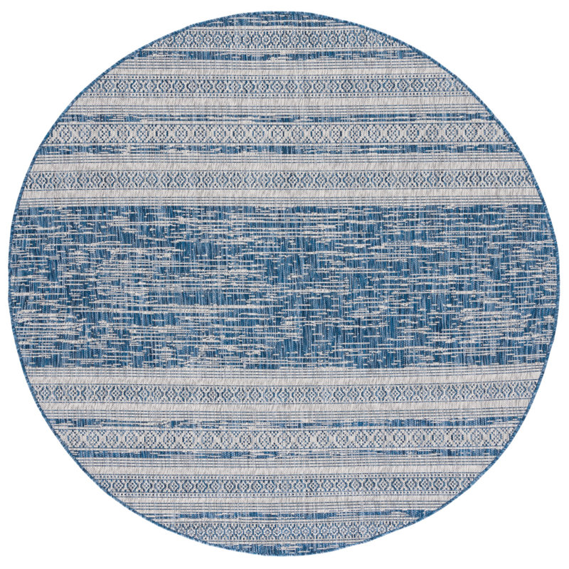 Amarien Performance Striped Indoor/Outdoor Area Rug, Round 6'7"
