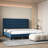 King Size Blue Linen Platform Bed Frame - Wood Slat Support, Adjustable Headboard, Noise Free, No Box Spring Needed