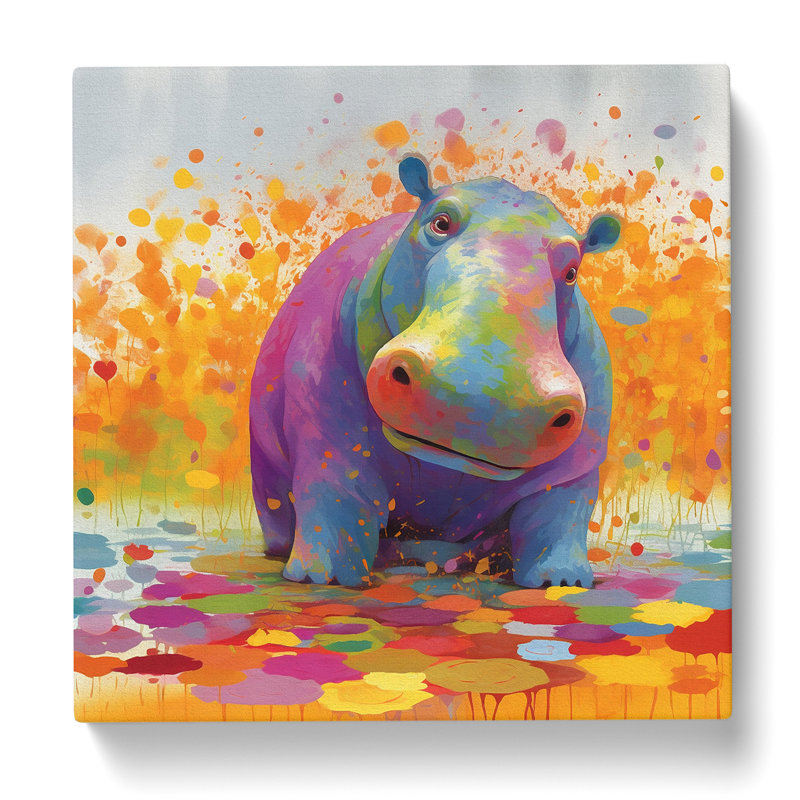 Hippo Colour Field Painting No.1 - No Frame Print, 35cm H x 35cm W x 3cm D