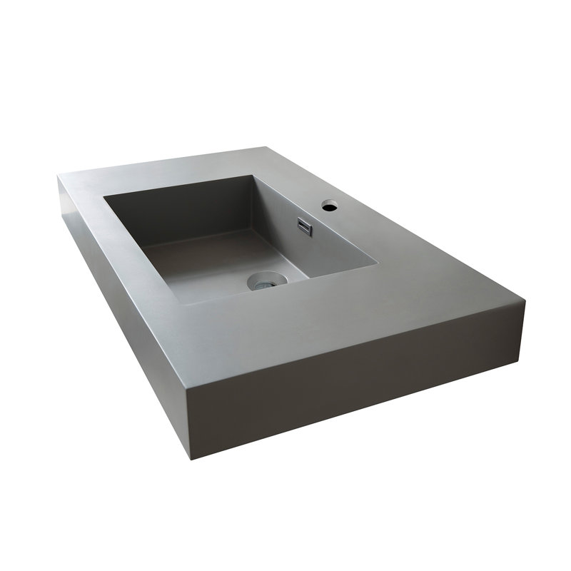 Ablitas Gray Composite Stone Rectangular Bathroom Vanity Sink