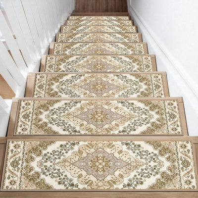 Non-Slip Stair Treads with Tape Colorful Chenille Stair Runner Rug