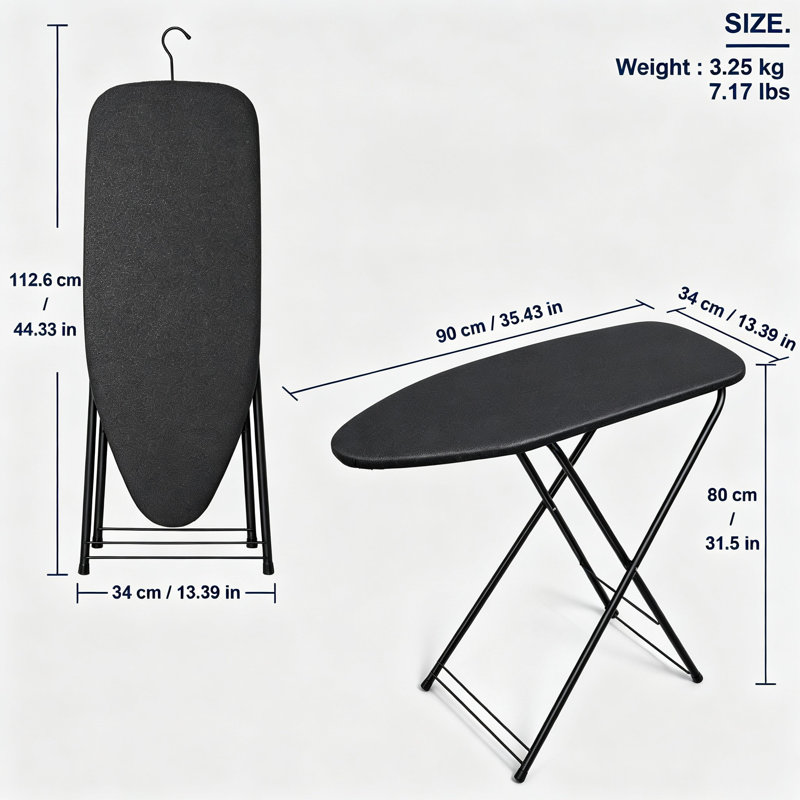 Petite planche avec housse résistante à la chaleur, planche à repasser compacte et pliable, facile à ranger (noir)