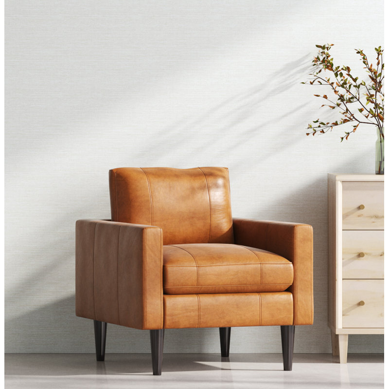 Chaise en cuir Viveros, Cuir véritable brun clair