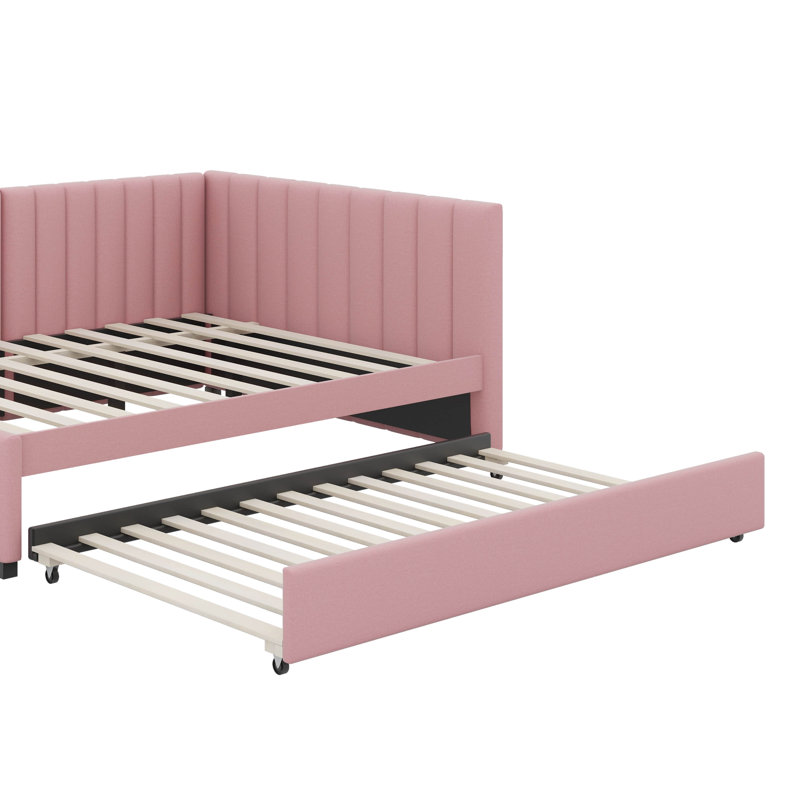 Lit de jour double avec lit gigogne, Rose