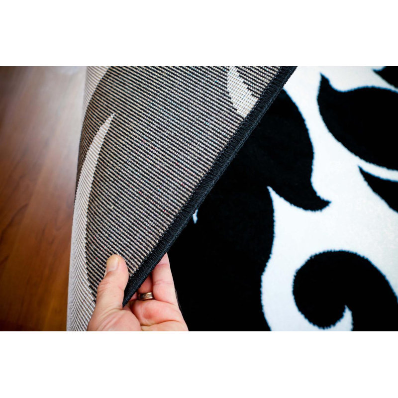 Tapis noir / blanc Milne, 10 pi x 13 pi