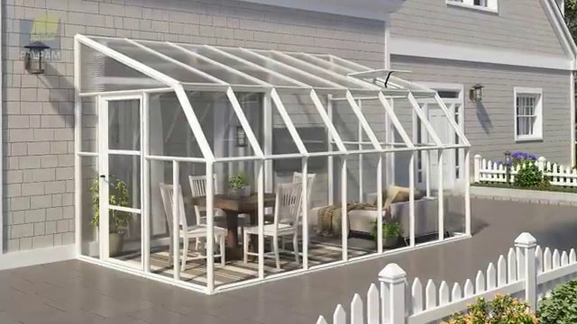 White Resin Frame Sunroom Greenhouse with Clear Acrylic Walls