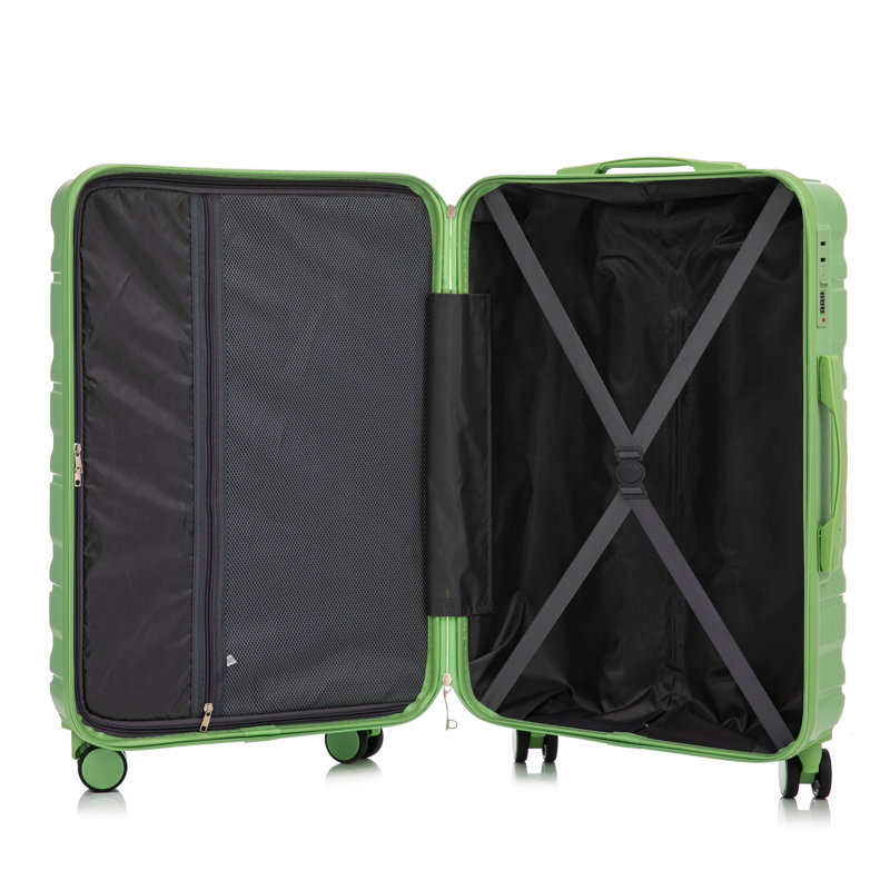 Ensemble de 3 valises pivotantes en ABS avec roulettes silencieuses 360 ° HIFINE, Green