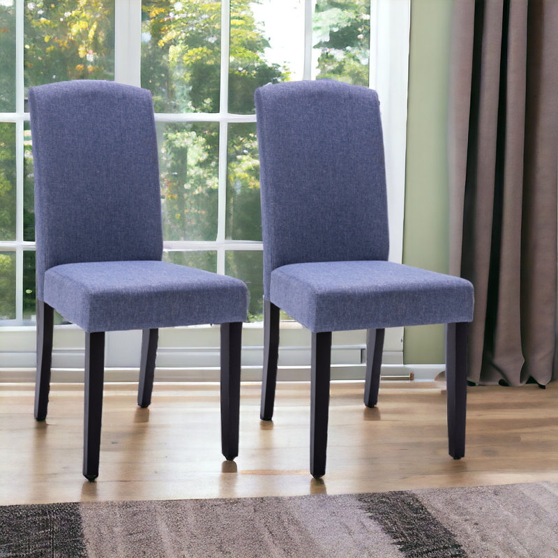 Ensemble de deux chaises Parsons rembourrées en polyester bleu marine et noires