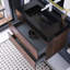 30 po W Meuble-lavabo mural à simple cuve avec lavabo noir-106950519