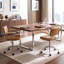 Chaise de bureau pivotante et réglable Ayris, style moderne du milieu du siècle, avec accoudoirs en bois et piètement chromé.-852152327