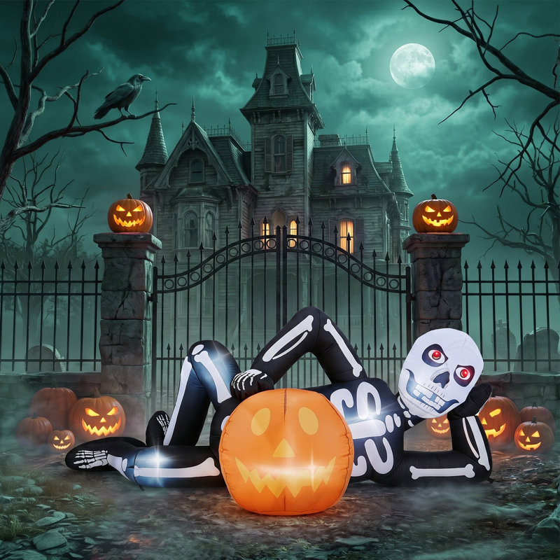 Squelette gonflable d'Halloween de 6,8 pi avec lumières DEL