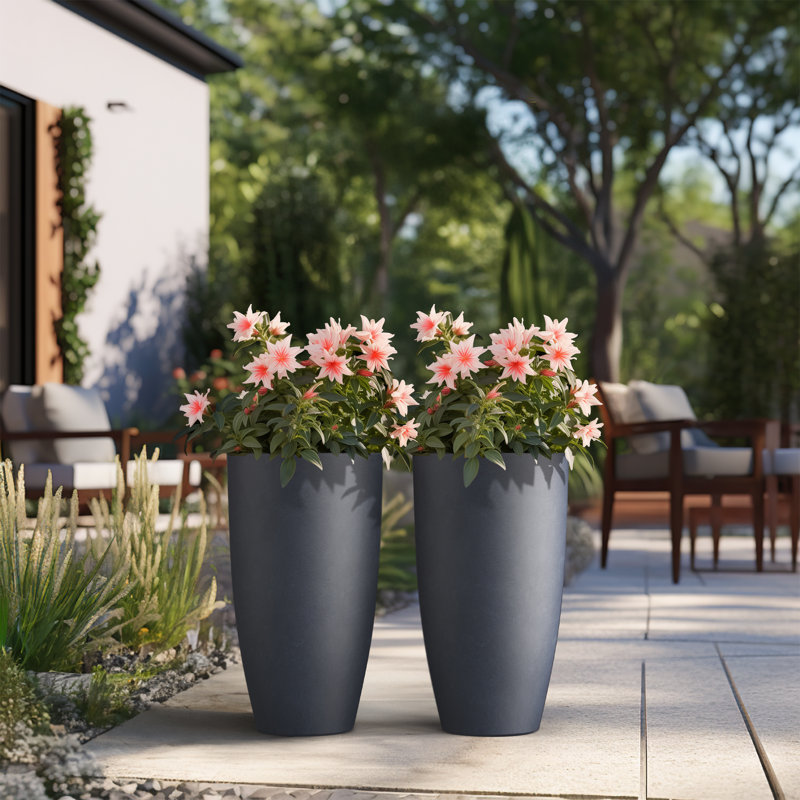 Pot à fleurs Khailey, Gris granite