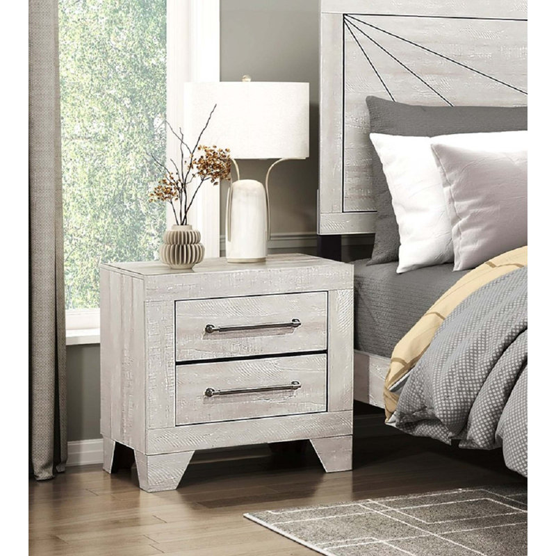 Table de chevet contemporaine en chêne avec 2 tiroirs 1Pc