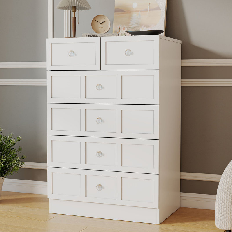 24'' W 6 - Drawer Dresser, Wood Dressers & Chests of Drawers for Bedroom, White