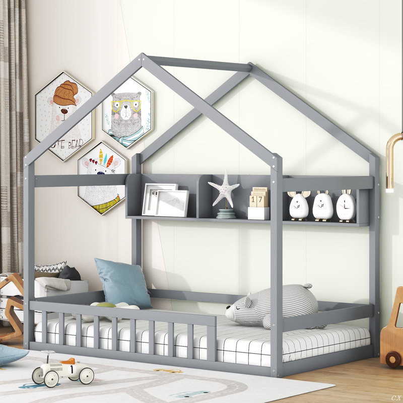 Lit plateforme, Gris, Lit simple