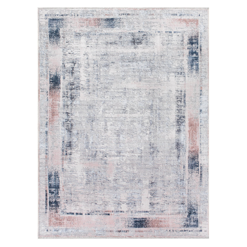 Tapis gris / noir en chenille tissé à la machine Borovany, Rectangle 7 pi 10 po x 10 pi