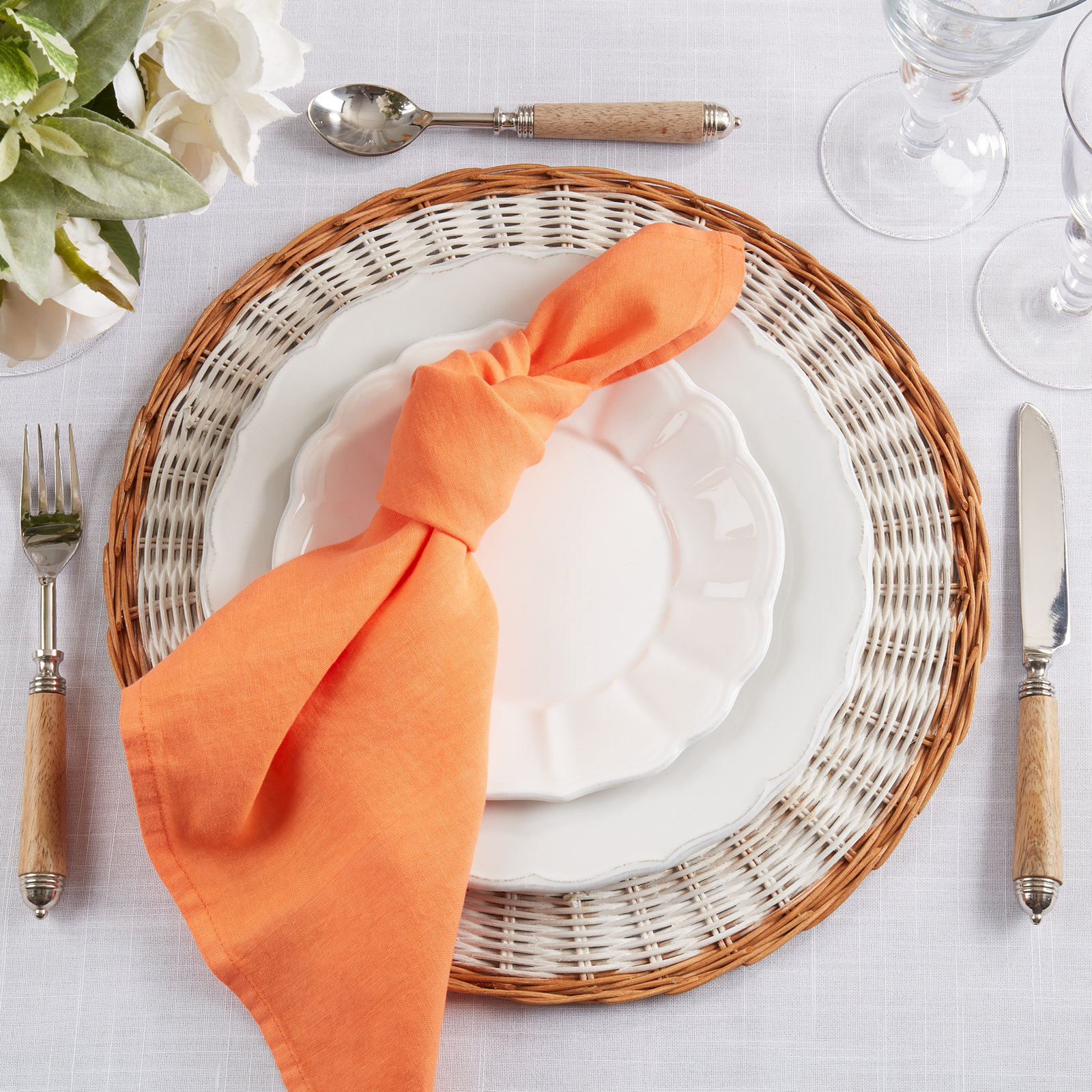 Caliban Reversible Linen Napkin, Pumpkin