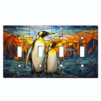 Couvercle de plaque d'interrupteur en métal; Impression sur panneau à bascule standard US 4 - Penguins