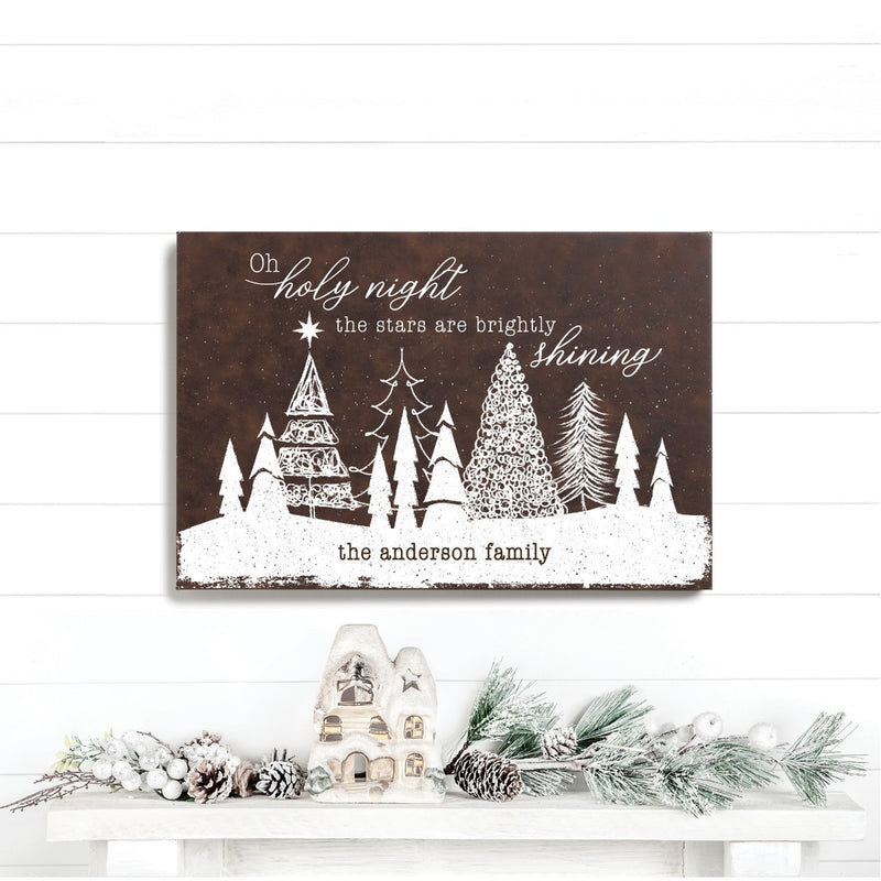 Oh Holy Night Personalized 12x18 Leatherette Canvas, Yes, Brown