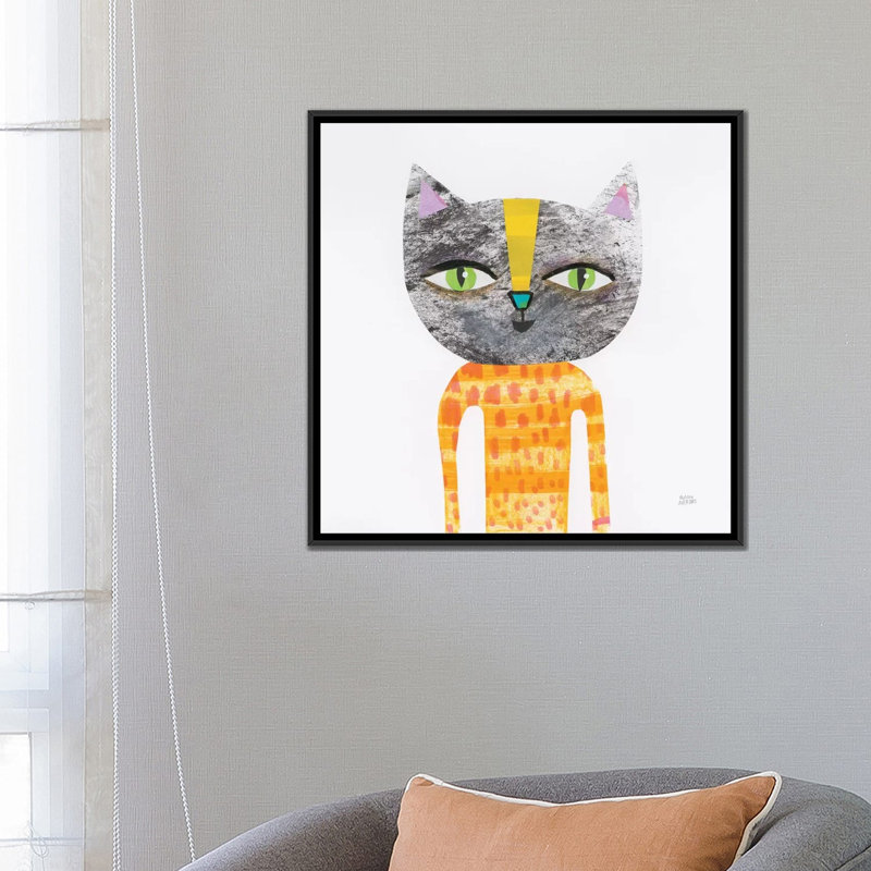 «Cool Cats I», art sur toile, H 18 po x l 18 po x P 1,5 po, Toile avec cadre noir, Pas de tapis