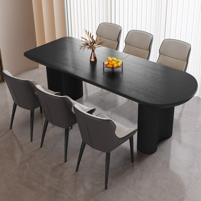 Table de salle à manger ovale noire moderne de 180 cm (70,87 po) pour 6 personnes, idéale pour la cuisine, le bar ou la salle à manger.