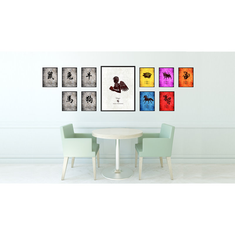 «Virgo Horoscope Astrology», reproduction blanche sur toile avec cadre photo, 28 x 37