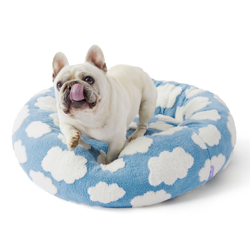 Lit pour chien Lesure Donut, M (H 8 po x l 30 po x P 30 po), Nuage bleu clair