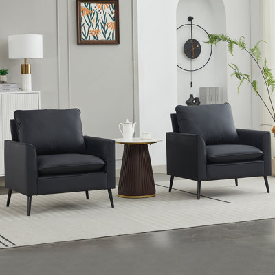 Canapé rembourré en cuir 2 pièces, luxe rétro nordique pour le confort du salon et du balcon