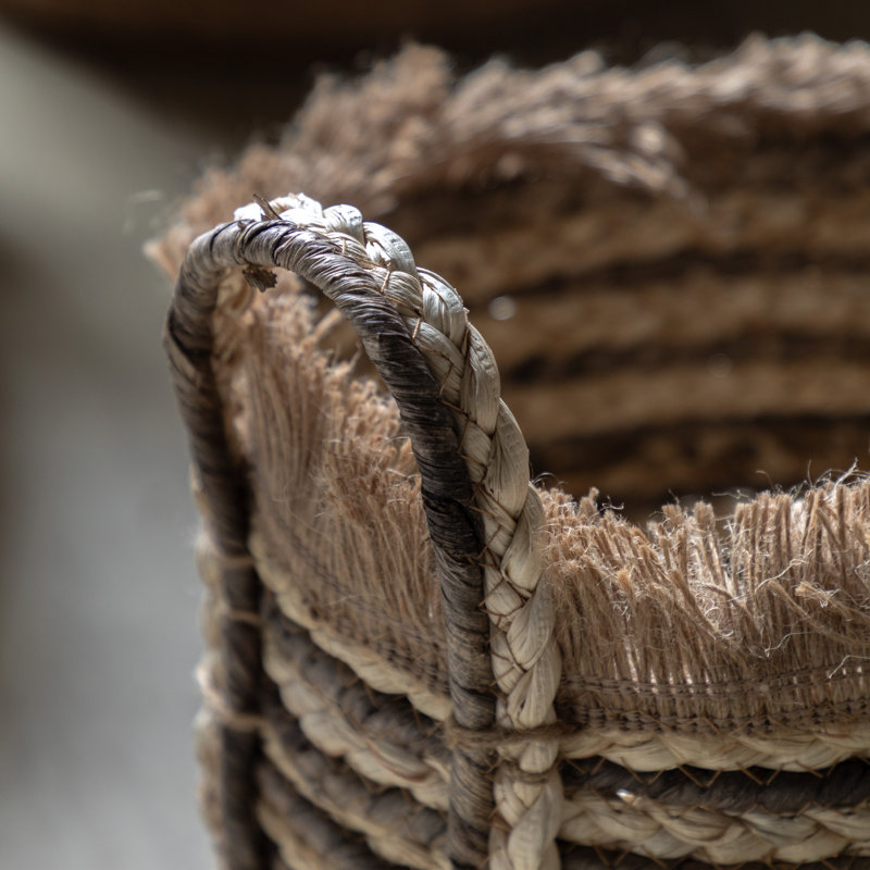 Bay Isle Home Water Hyacinth Decorative Basket, Brown Stripe