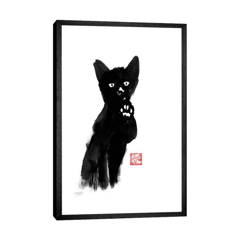 Demanding Cat by Péchane - Print on Canvas, Black Framed, 101.6 cm H x 66.04 cm W