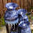30.75"H 4-Tiered Cobalt Reactive Glaze Ceramic Vase Outdoor Floor Fountain With Pump And LED Light (KD)-1432407702