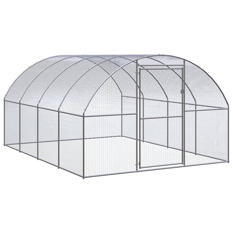 Grand poulailler en acier galvanisé argenté, H 118,1 po x l 118,1 po x P 78,7 po