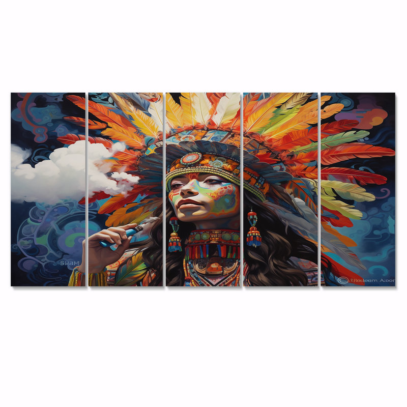 Ensemble de 5 décorations murales Tribal Beauty, H 28 po x l 60 po