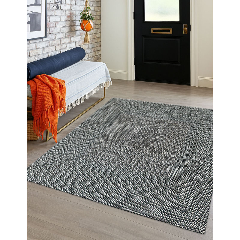 Tapis contemporain bleu Aideen, Tapis de couloir 2 pi 7 po x 10 pi