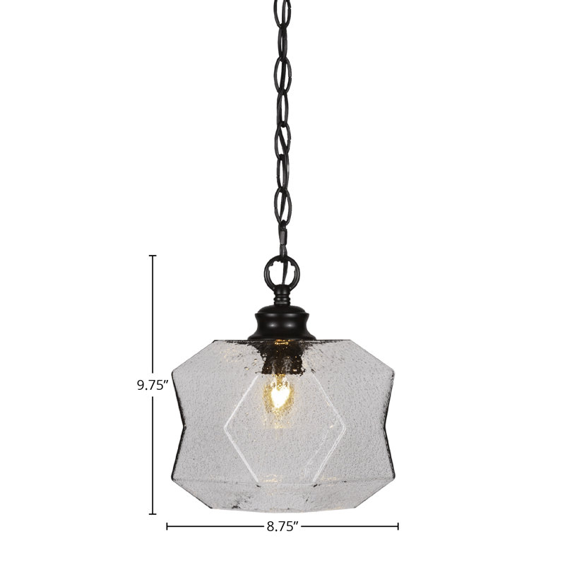 Rocklin Chain Hung Pendant With 8.75" Glass, Colorful, Matte Black